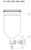 アネストIwata　コンテナカップ部品　重力式ＰＣ−４００Ｓ−２ＬＦ　４００Ｓ−２ＬＦＴ用　ジョイントセットの通販ページ。