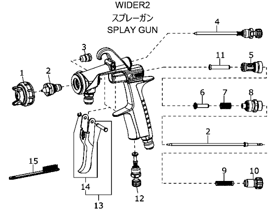 アネストIwata スプレーガン部品 WIDER1用 ノズルニードル