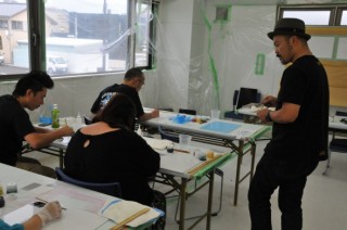 第２８松谷塗料店塗装講習会ストライピング＆レタリング写真