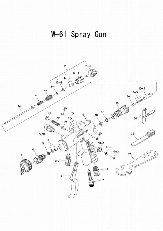 アネスト岩田 小形スプレーガン圧送式ノズル口径Φ0.8 W-61-0 - 塗装用品