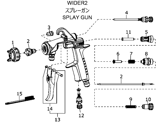 アネストIwata スプレーガン部品 WＩＤＥＲ２用 ノズルニードルASSY